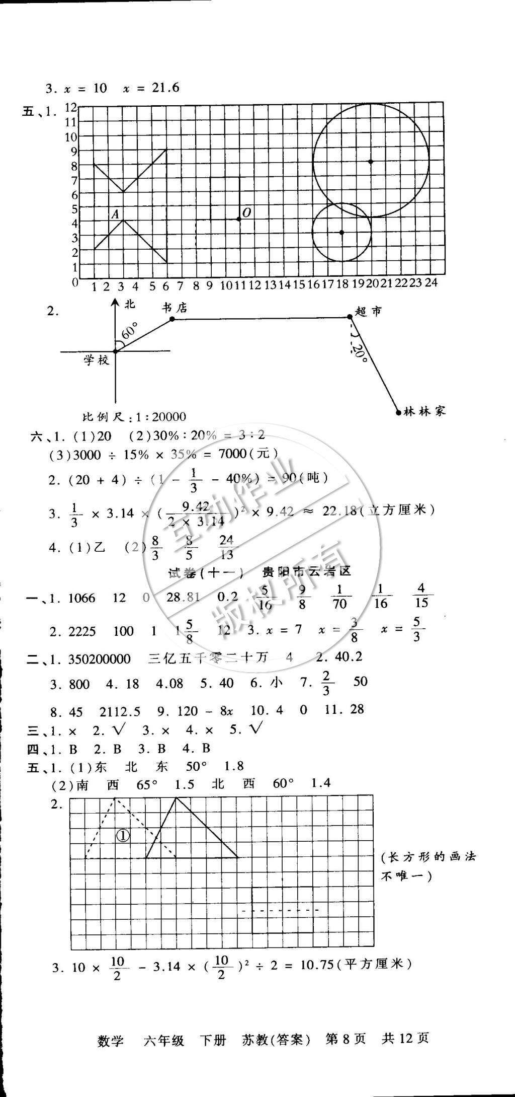 2015年王朝霞各地期末試卷精選六年級數(shù)學下冊蘇教版 第8頁