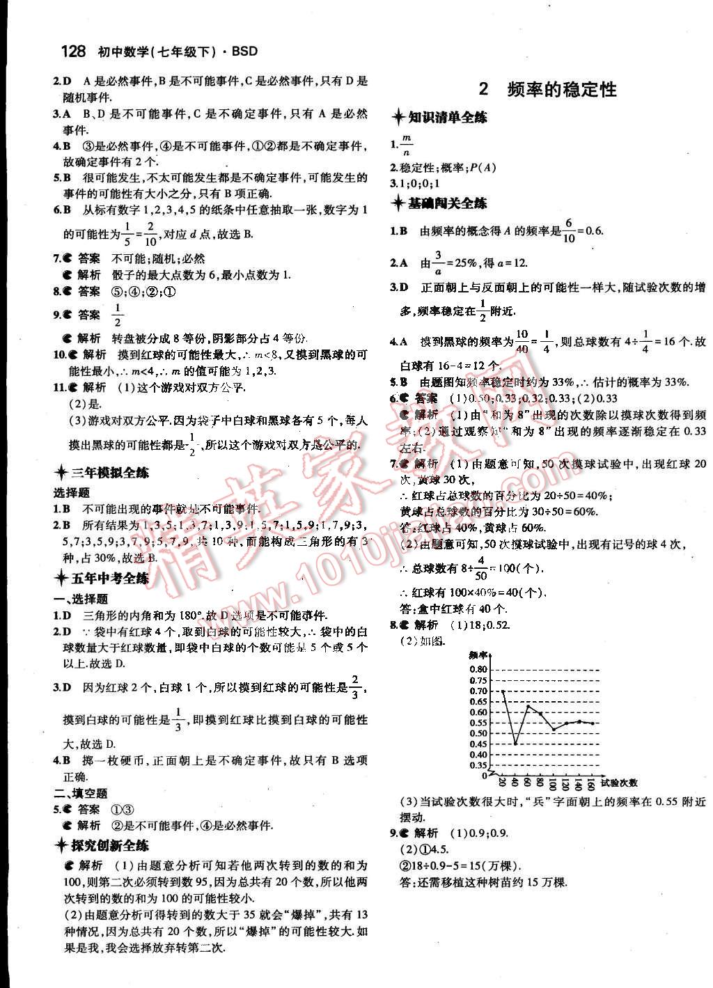 2015年5年中考3年模擬初中數學七年級下冊北師大版 第28頁