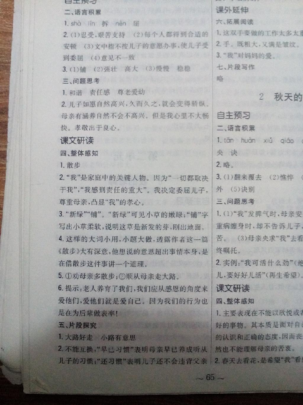 2014年新編基礎(chǔ)訓(xùn)練七年級語文上冊人教版 第2頁