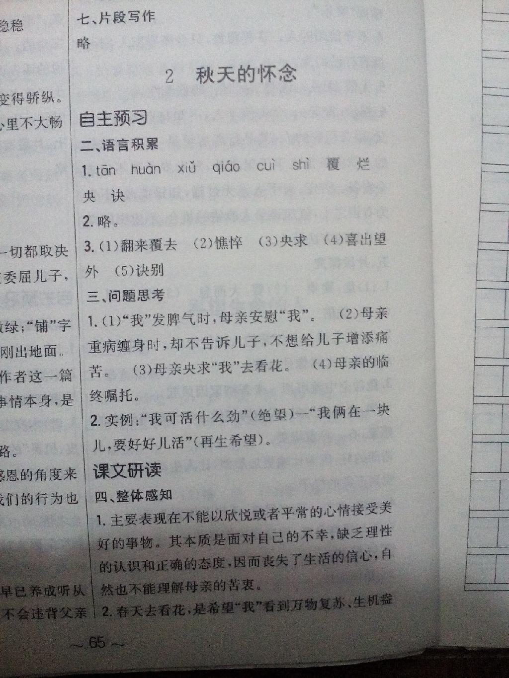 2014年新編基礎(chǔ)訓(xùn)練七年級(jí)語文上冊(cè)人教版 第4頁