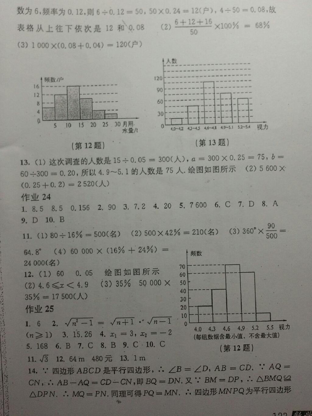 2015年暑假作业八年级数学沪科版上海科学技术出版社 第7页