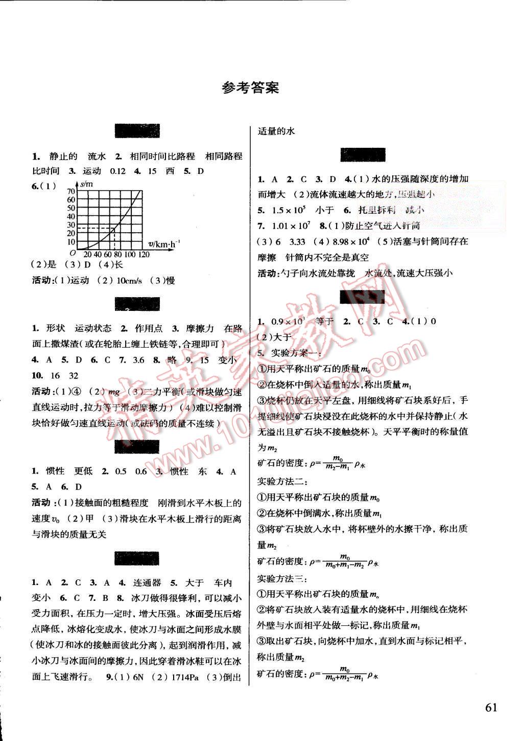 2015年暑假作业八年级科学浙江科学技术出版社 第1页