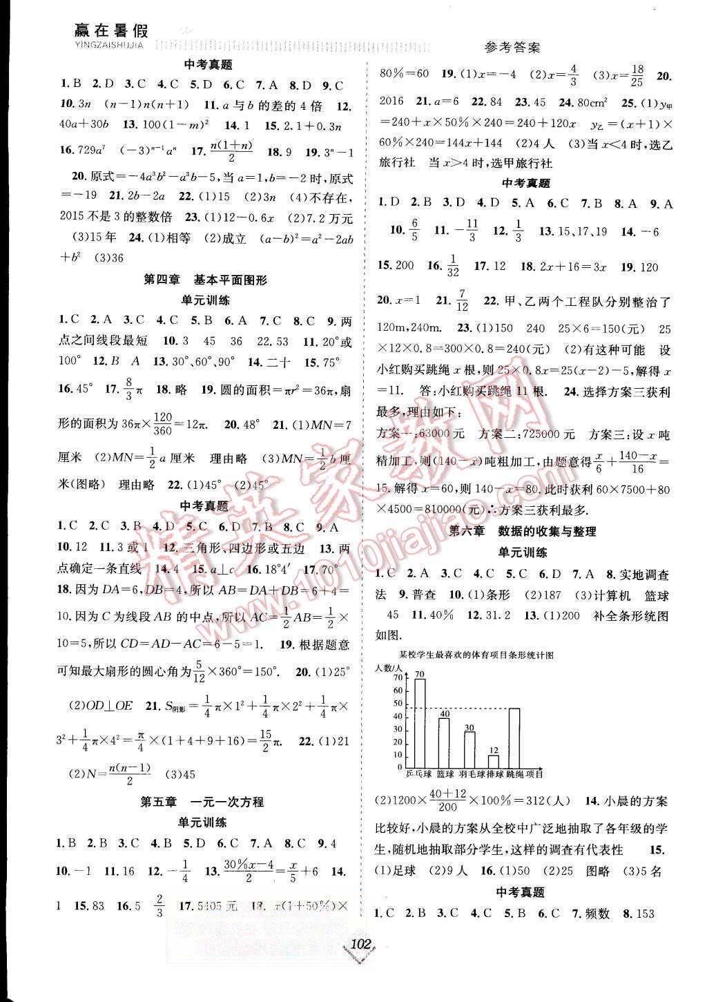 2015年赢在暑假抢分计划七年级数学北师大版 第2页