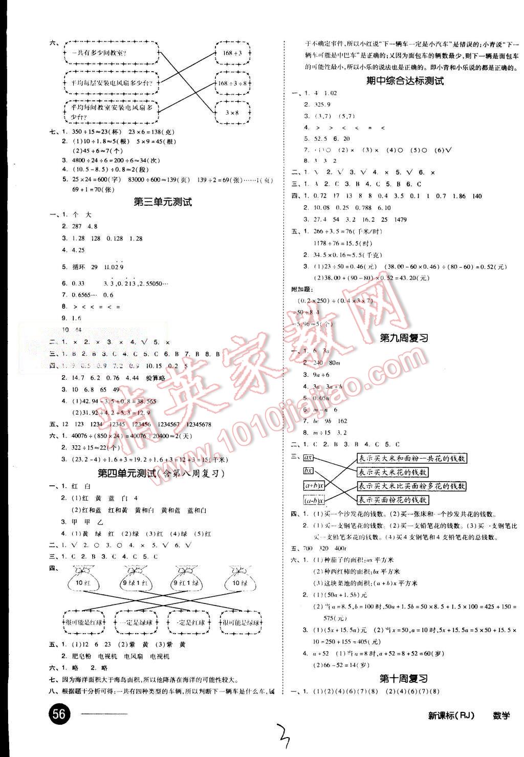 2015年同步活頁測試卷全品小復(fù)習(xí)五年級數(shù)學(xué)上冊人教版 第3頁