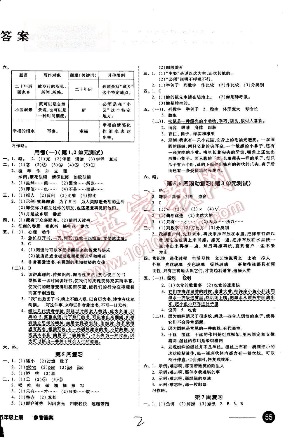 2015年同步活頁測試卷全品小復(fù)習(xí)五年級語文上冊人教版 第2頁