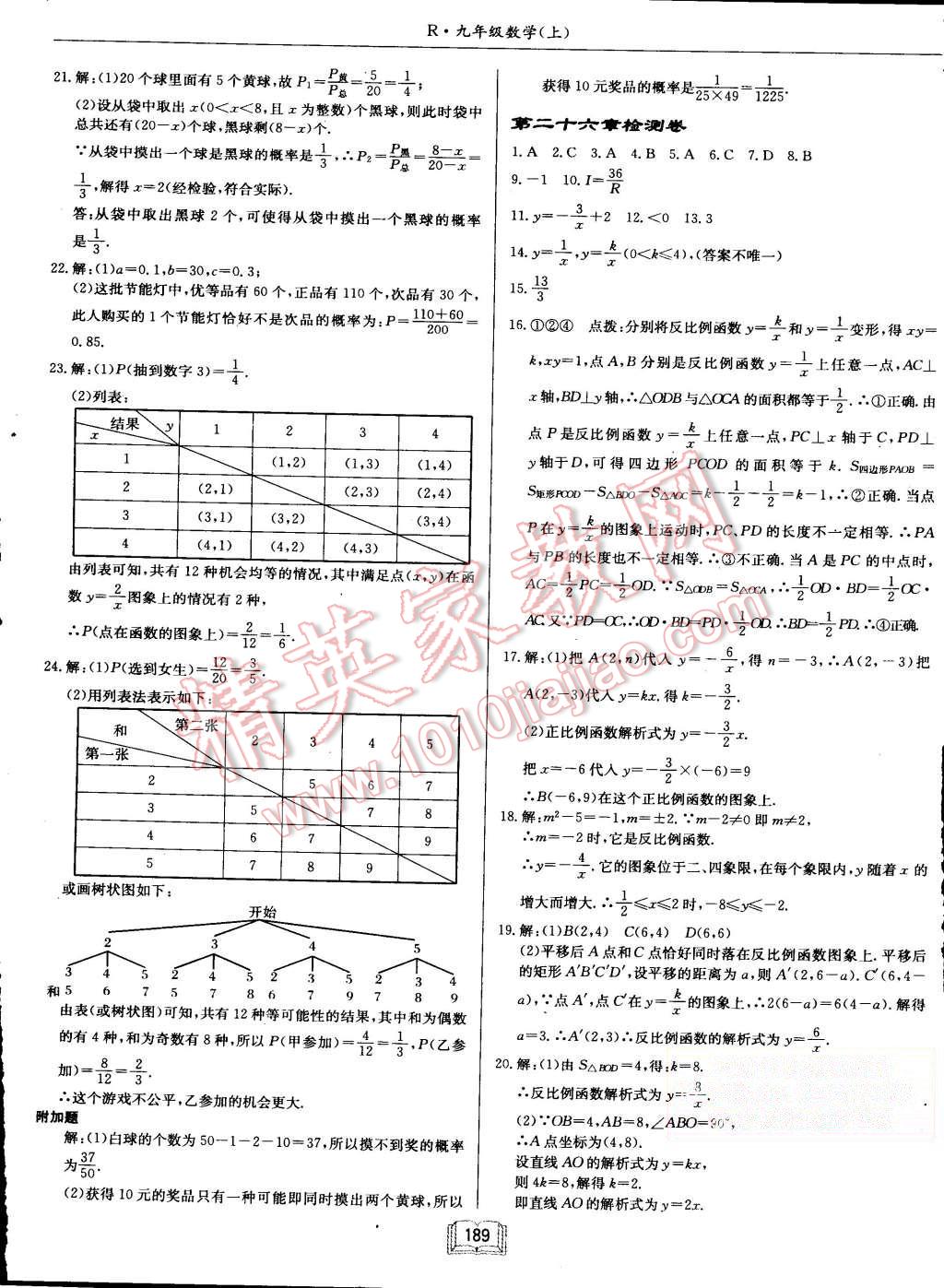 2015年啟東中學(xué)作業(yè)本九年級(jí)數(shù)學(xué)上冊(cè)人教版 第29頁(yè)