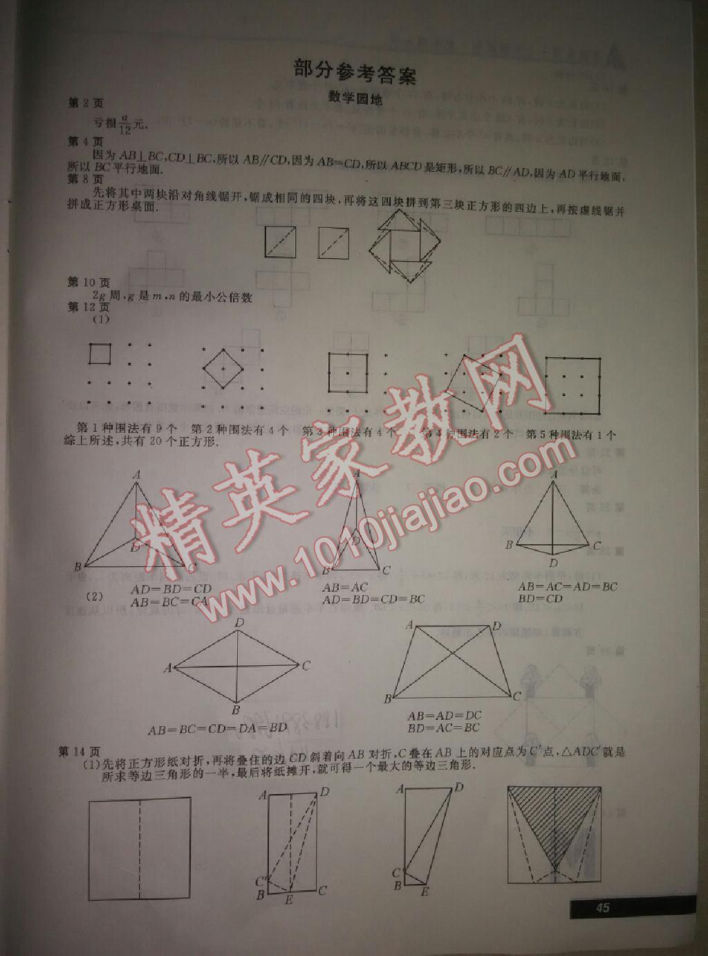 2015年新课堂假期生活暑假生活七年级数学北师大版北京教育出版社 第7页