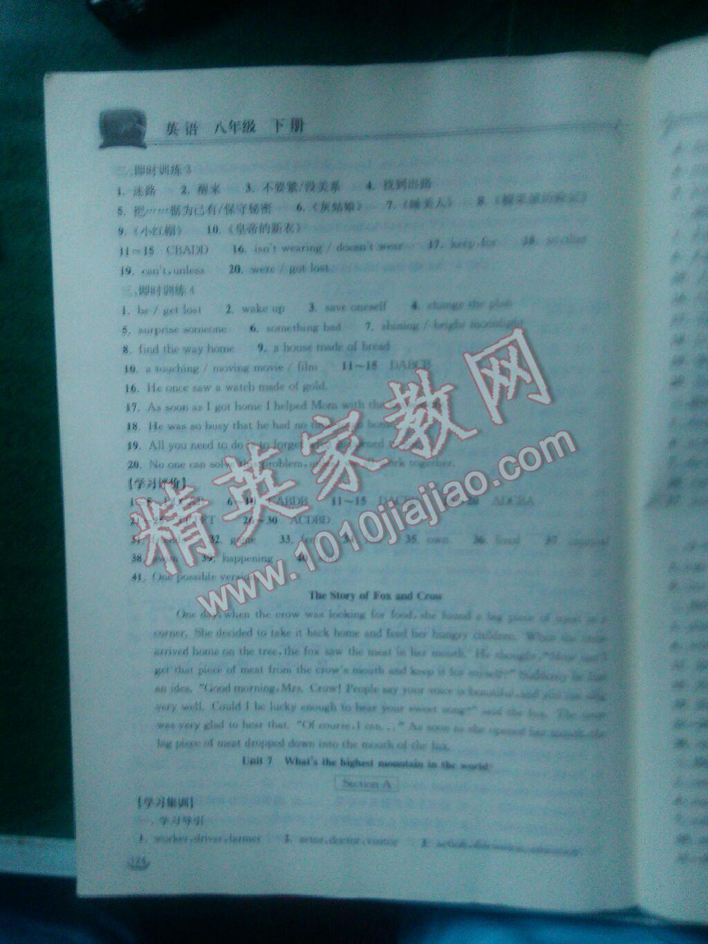 2014年长江作业本同步练习册八年级英语下册人教版 第36页