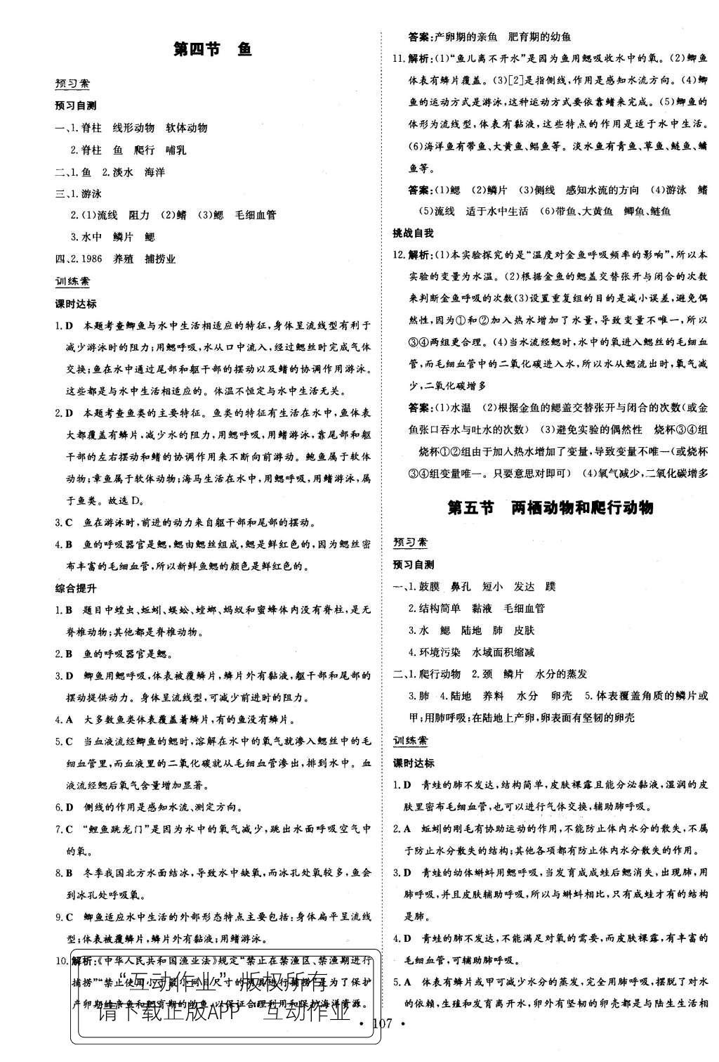 2015年初中同步學(xué)習(xí)導(dǎo)與練導(dǎo)學(xué)探究案八年級生物上冊人教版 參考答案第31頁