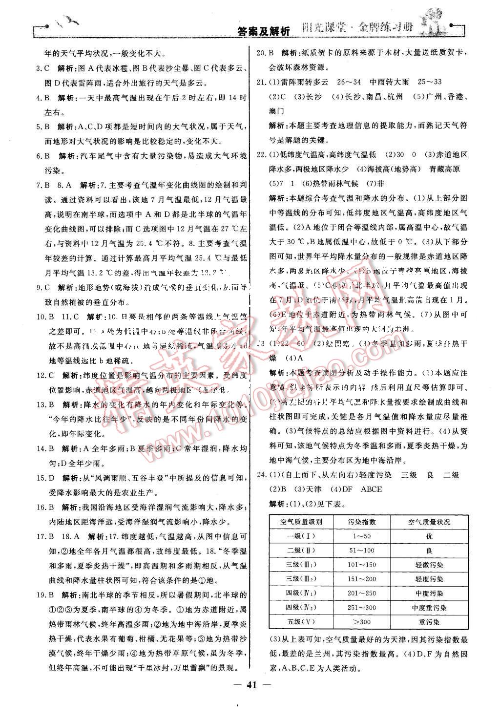 2015年阳光课堂金牌练习册七年级地理上册人教版 第17页