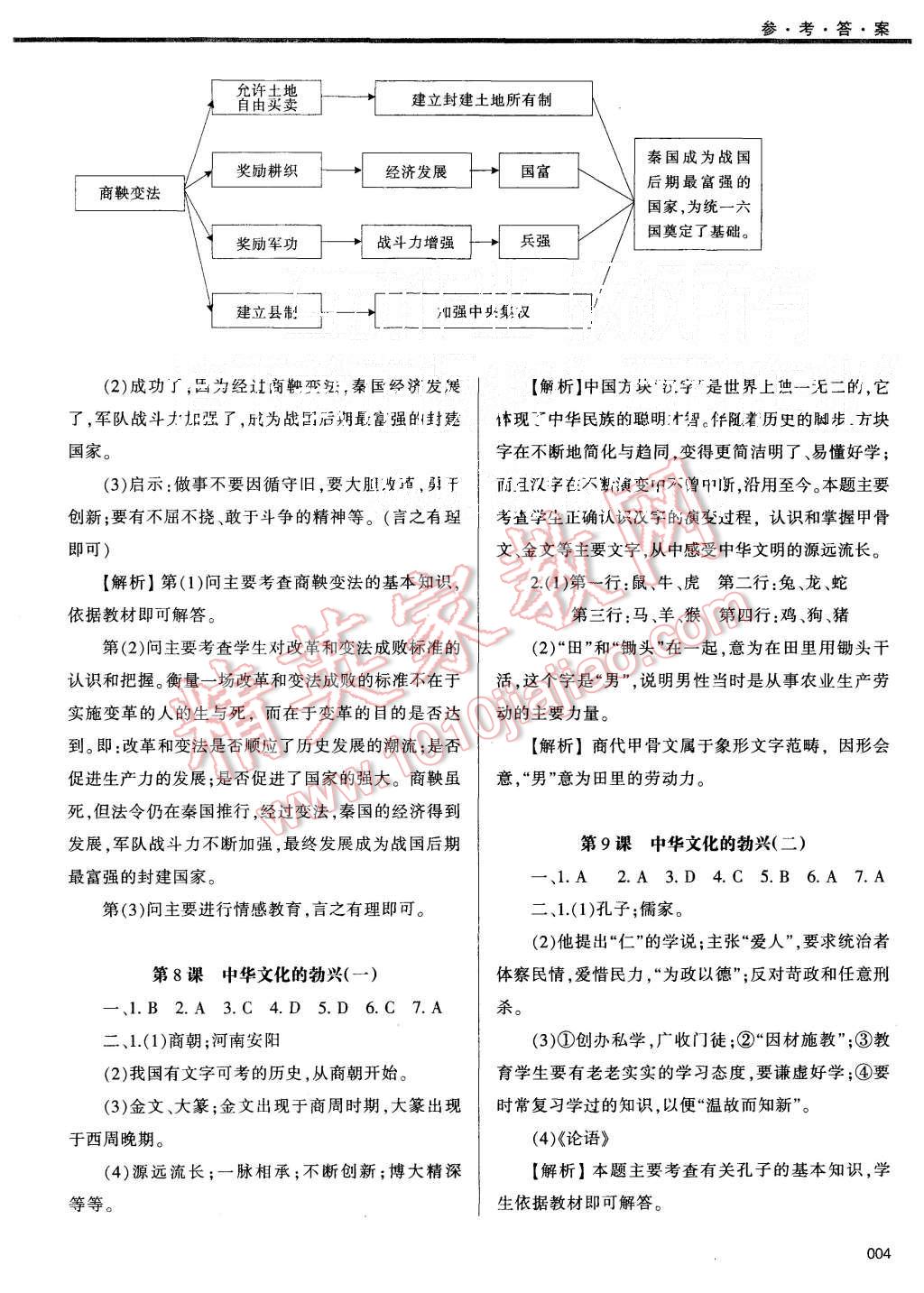 2015年学习质量监测七年级中国历史上册人教版 第4页