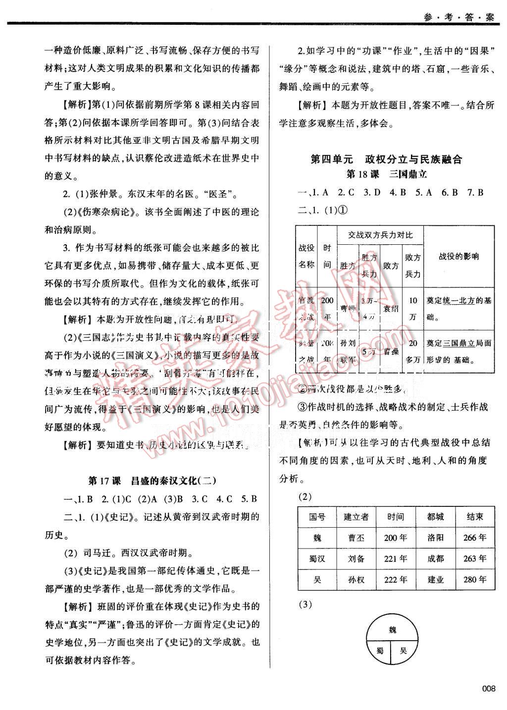 2015年学习质量监测七年级中国历史上册人教版 第8页