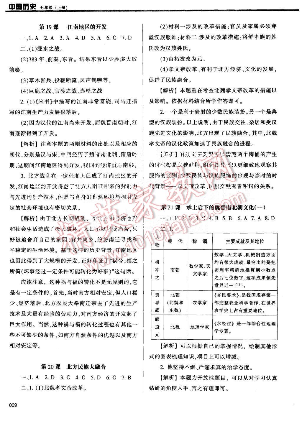 2015年学习质量监测七年级中国历史上册人教版 第9页