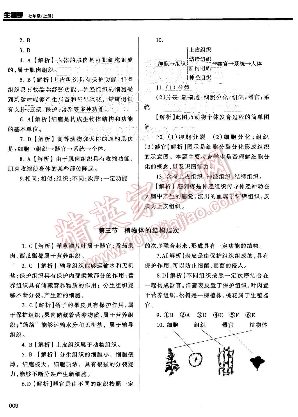 2015年學(xué)習(xí)質(zhì)量監(jiān)測七年級生物學(xué)上冊人教版 第9頁