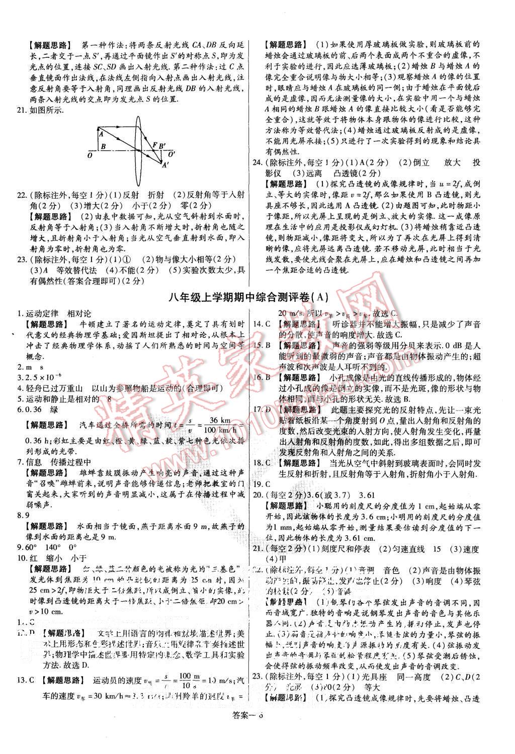 2015年金考卷活頁(yè)題選八年級(jí)物理上冊(cè)滬科版 第6頁(yè)