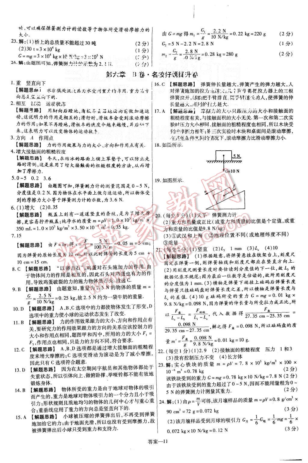 2015年金考卷活頁題選八年級物理上冊滬科版 第11頁