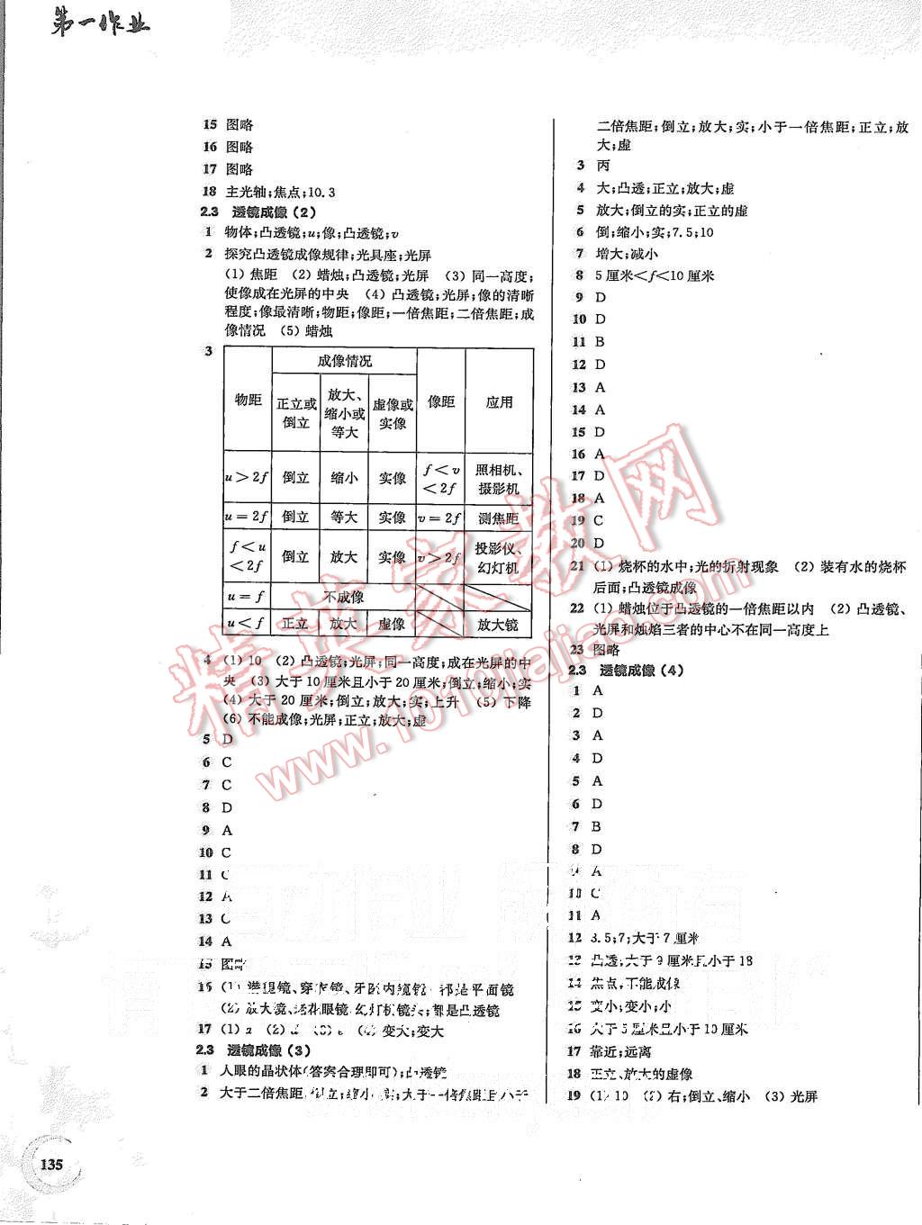 2015年第一作业八年级物理第一学期 第5页