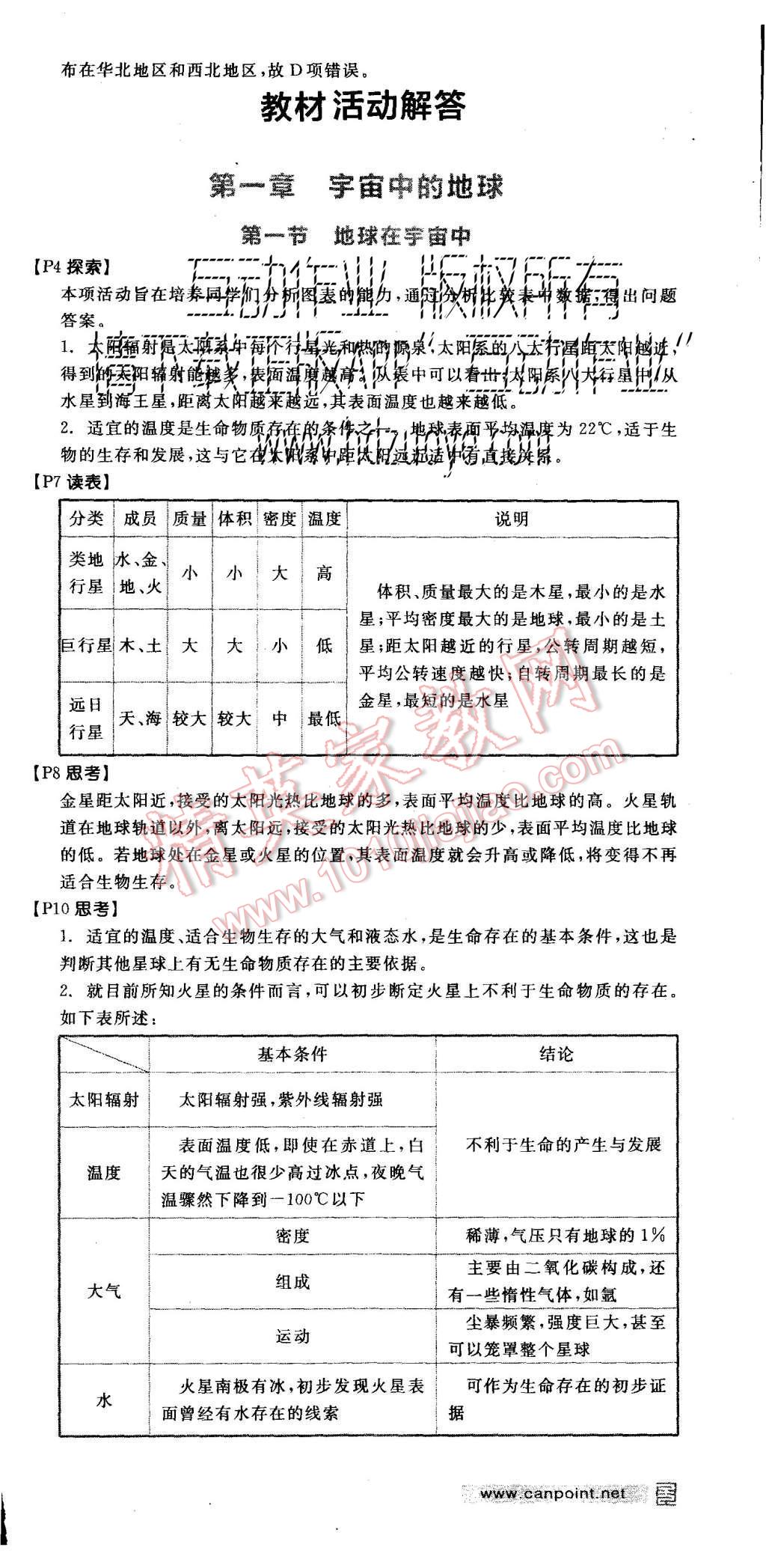 2015年全品學練考高中地理必修第1冊中圖版 教材活動解答第18頁