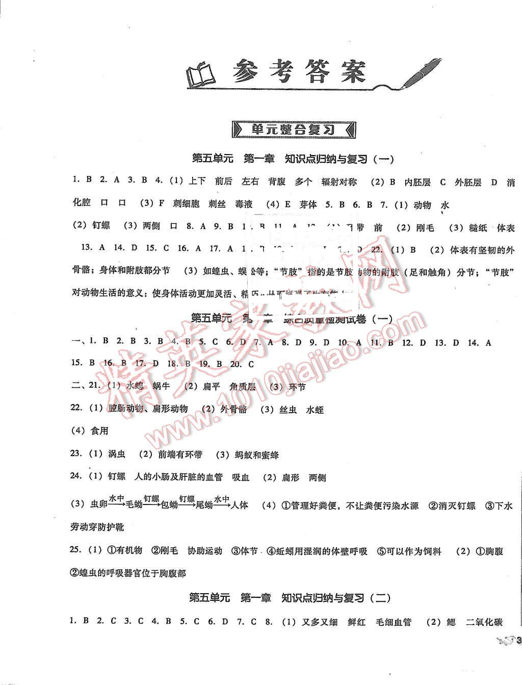 2015年單元加期末復習與測試八年級生物上冊人教版 第1頁