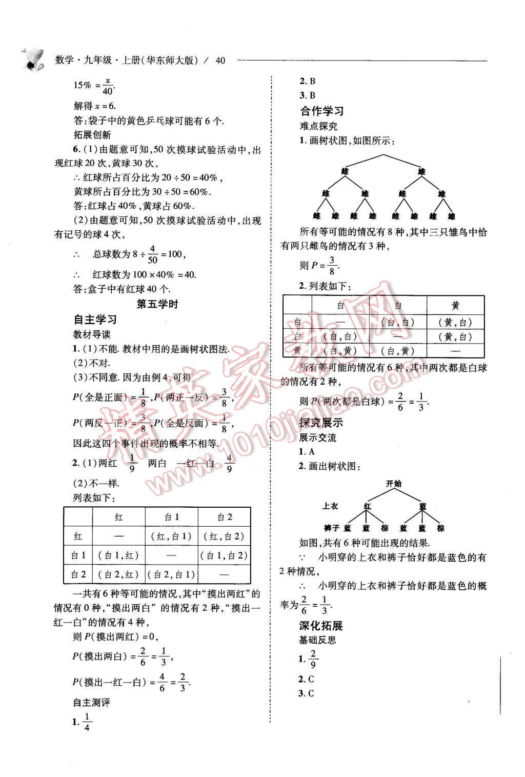 2015年新課程問題解決導(dǎo)學(xué)方案九年級(jí)數(shù)學(xué)上冊(cè)華東師大版 第40頁(yè)