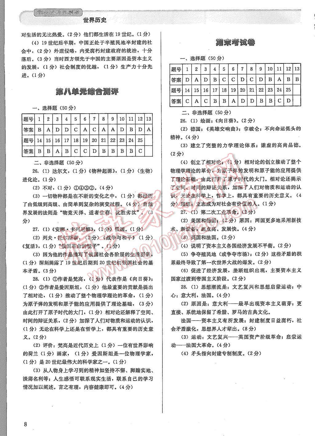 2015年人教金学典同步解析与测评九年级世界历史上册人教版 第8页