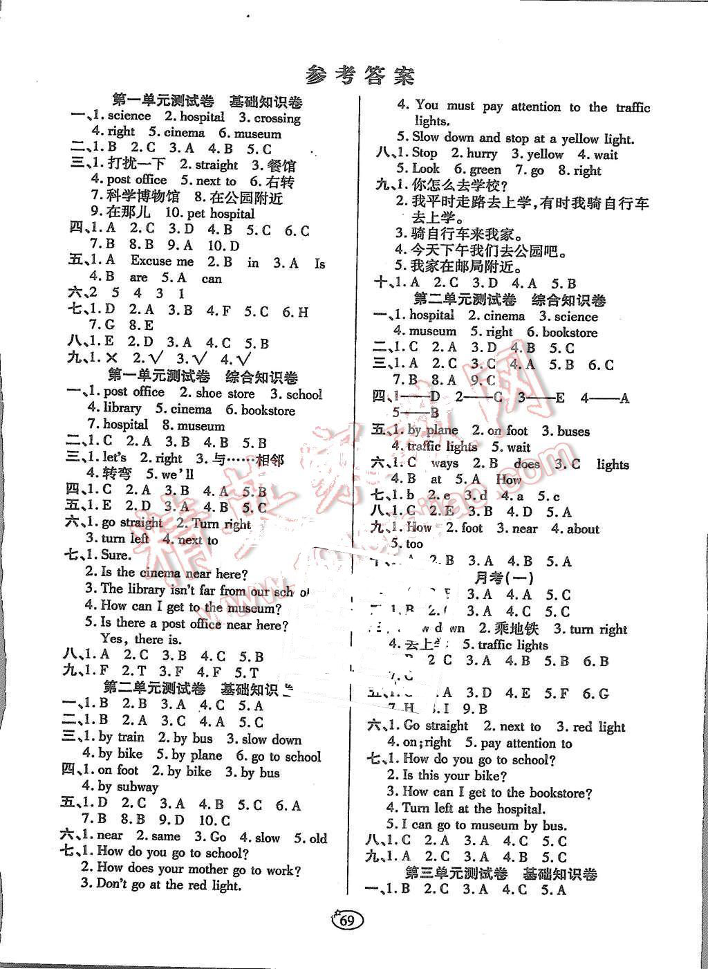 2015年培优夺冠金卷六年级英语上册人教版 第1页