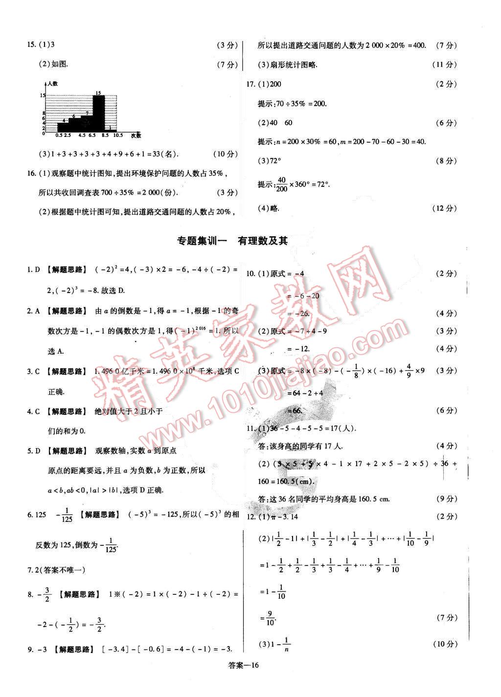 2015年金考卷活頁題選七年級(jí)數(shù)學(xué)上冊(cè)北師大版 第16頁