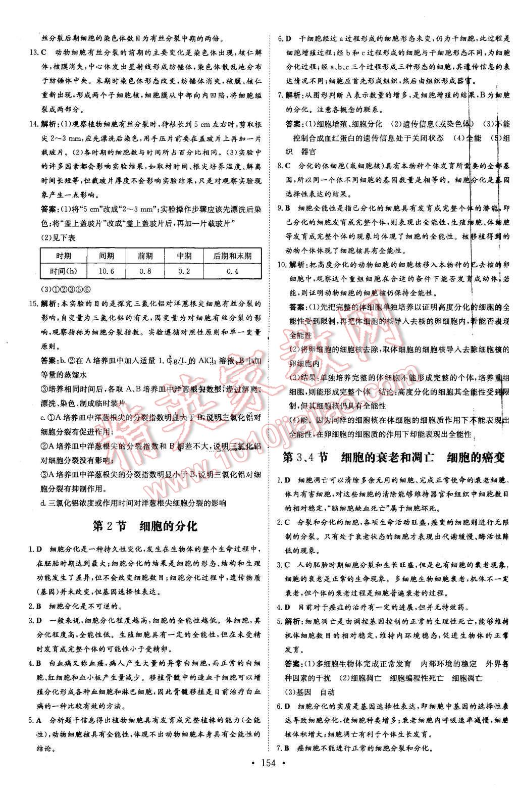 2015年高中全程学习导与练生物必修1 答案与解析第32页