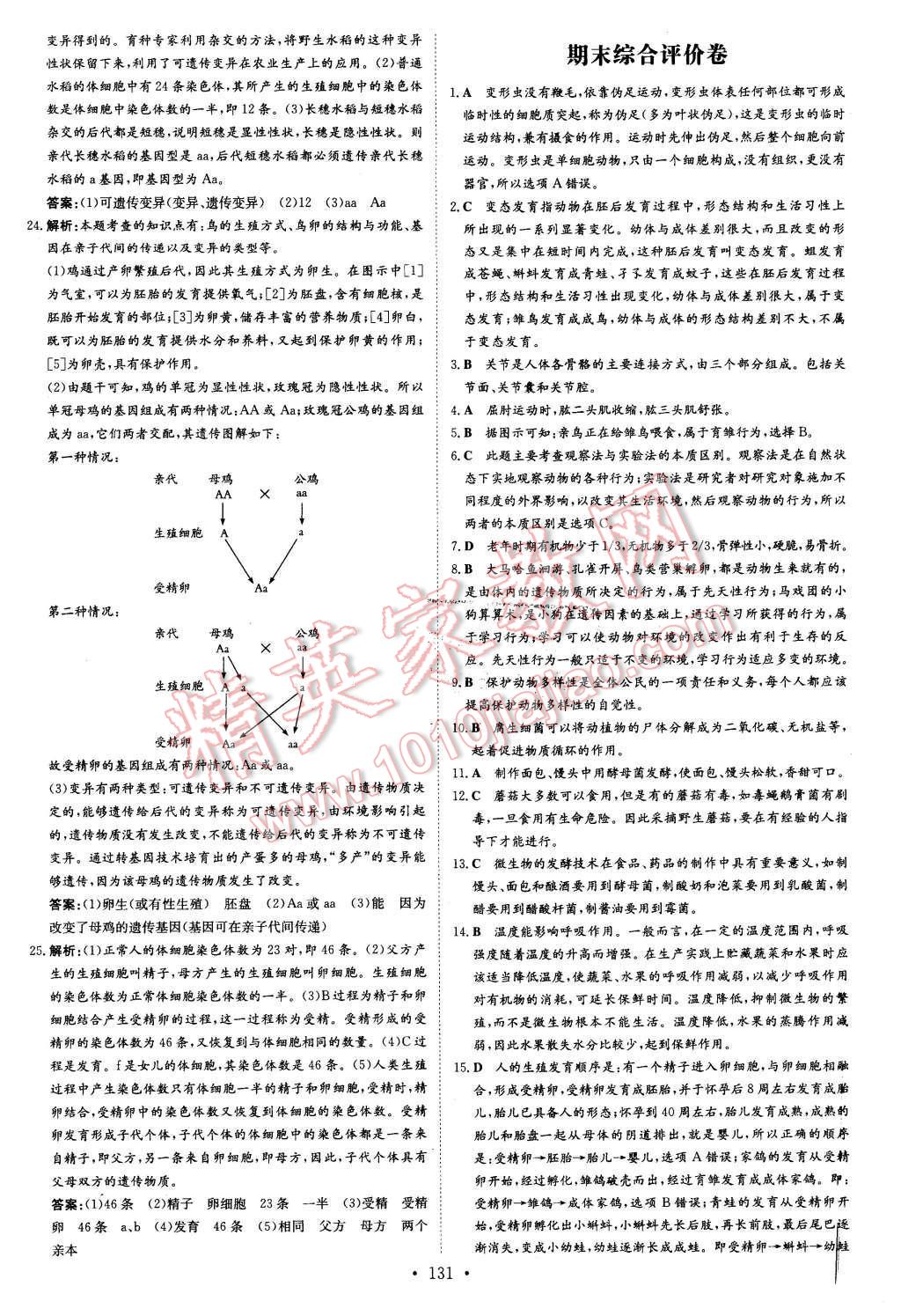 2015年初中同步學習導與練導學探究案八年級生物上冊北師大版 第31頁