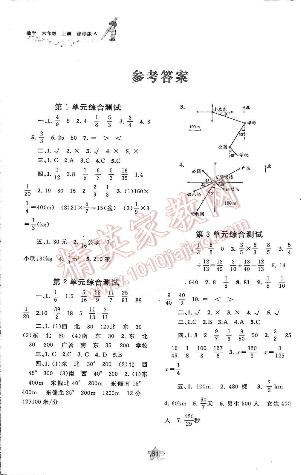 2015年新課程學(xué)習(xí)與測(cè)評(píng)單元雙測(cè)六年級(jí)數(shù)學(xué)上冊(cè)課標(biāo)版A 第1頁(yè)