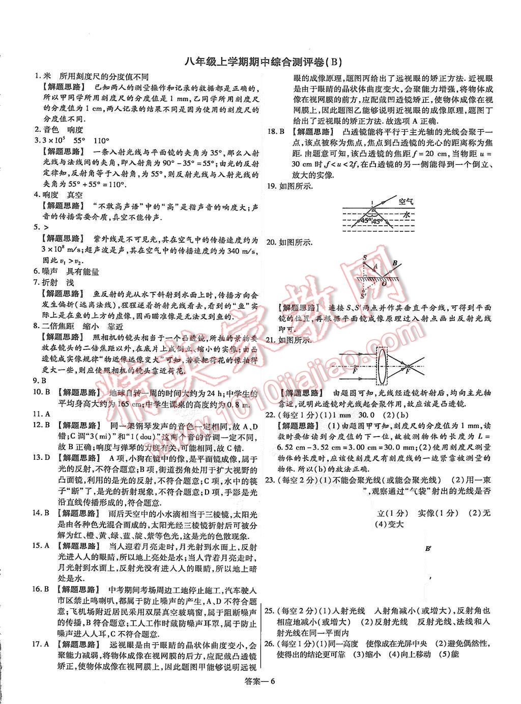 2015年金考卷活頁(yè)題選八年級(jí)物理上冊(cè)滬粵版 第6頁(yè)