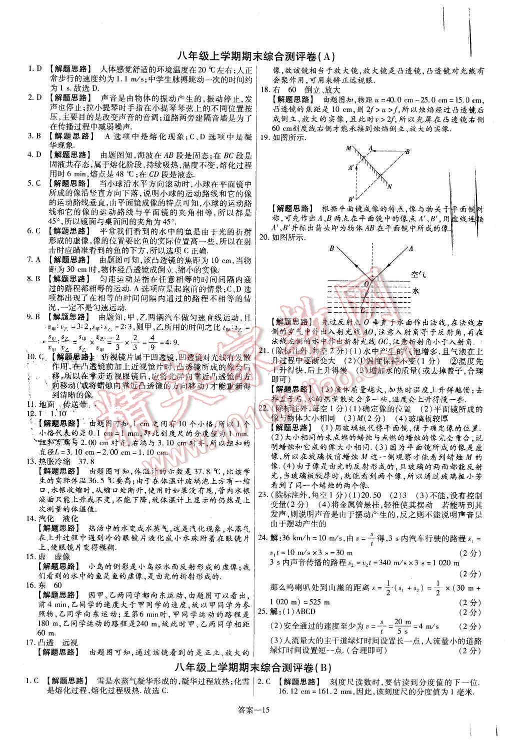 2015年金考卷活頁(yè)題選八年級(jí)物理上冊(cè)蘇科版 第15頁(yè)