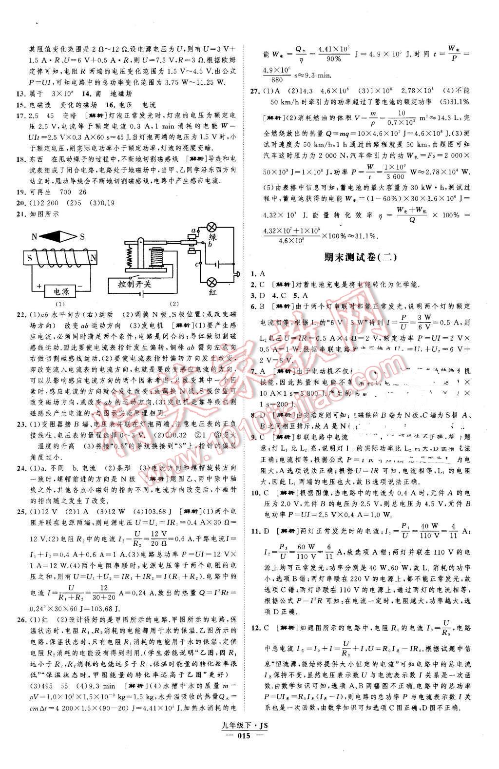 2016年經(jīng)綸學(xué)典學(xué)霸九年級(jí)物理下冊(cè)江蘇版 第15頁