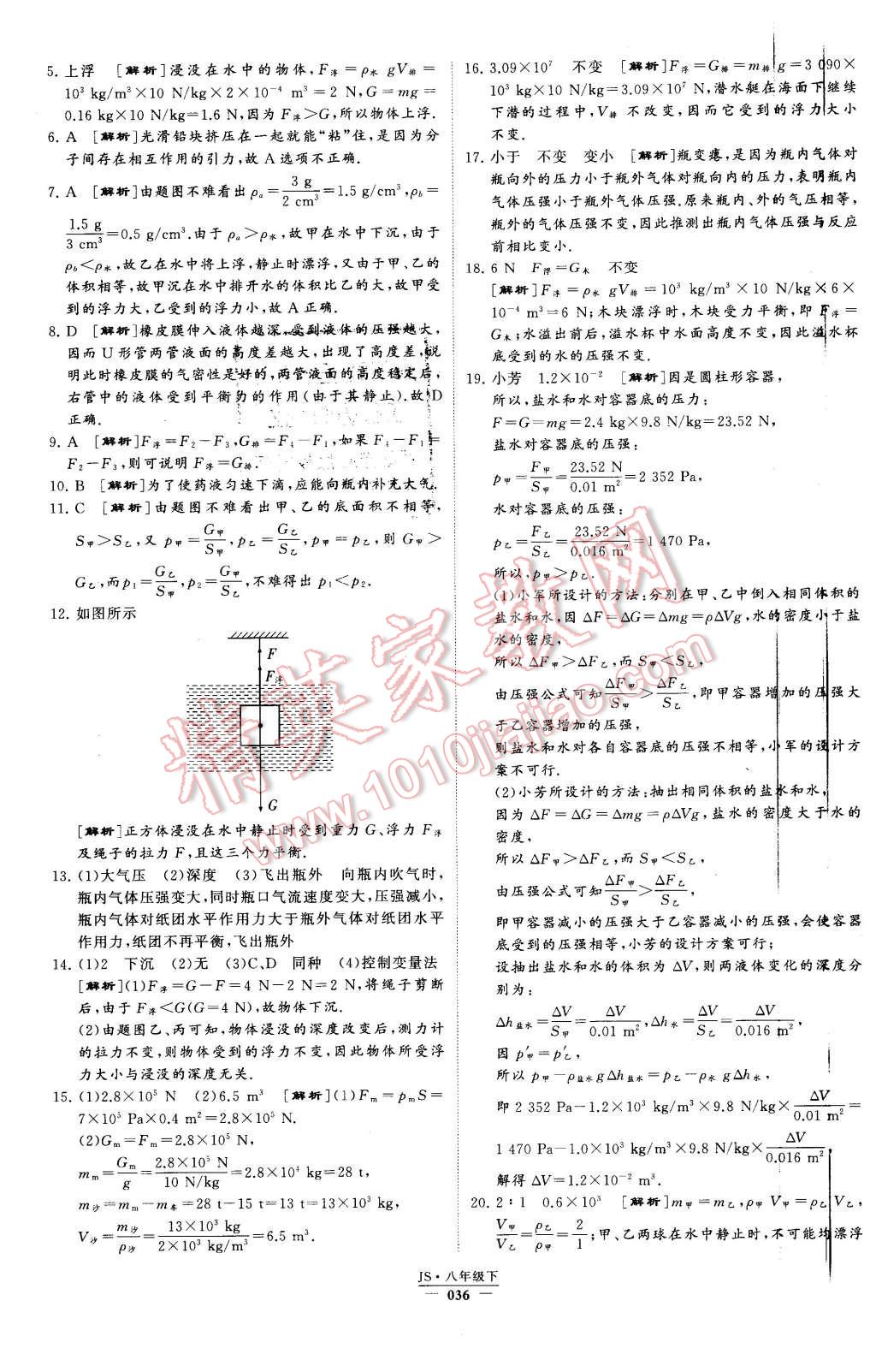 2016年經(jīng)綸學典學霸八年級物理下冊江蘇版 第36頁