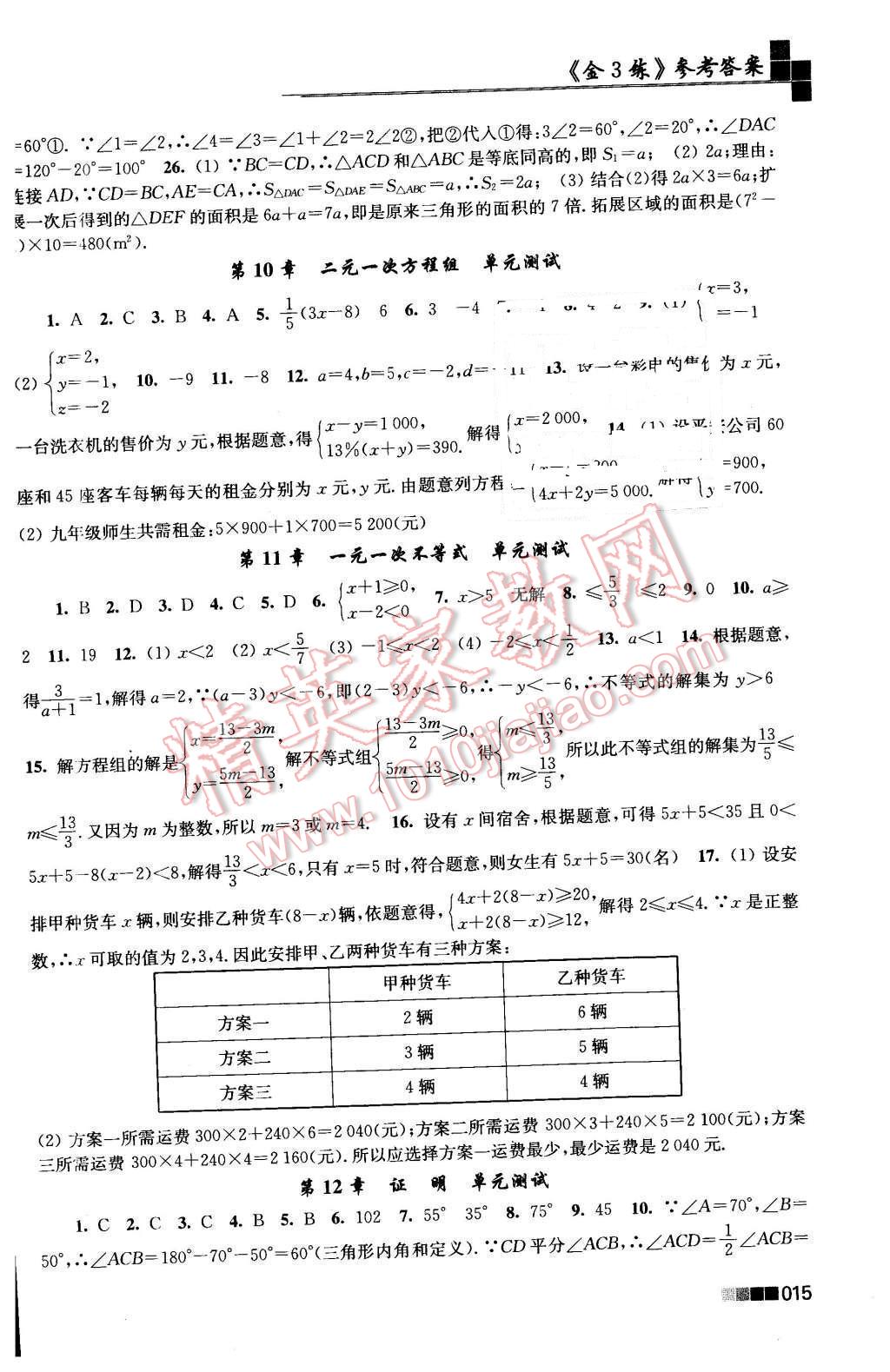 2016年新编金3练七年级数学下册江苏版 第15页