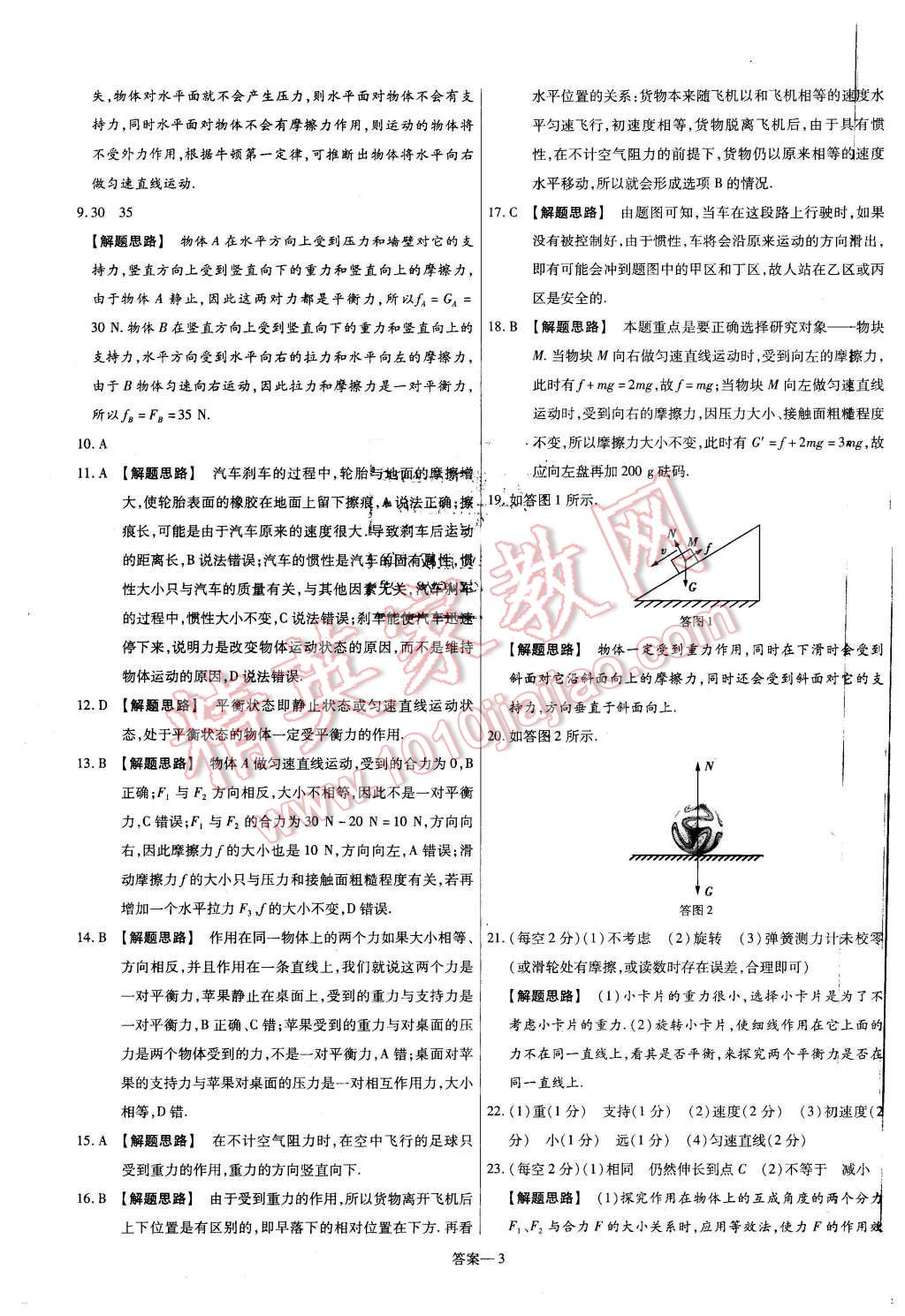 2016年金考卷活頁題選八年級物理下冊滬科版 第3頁