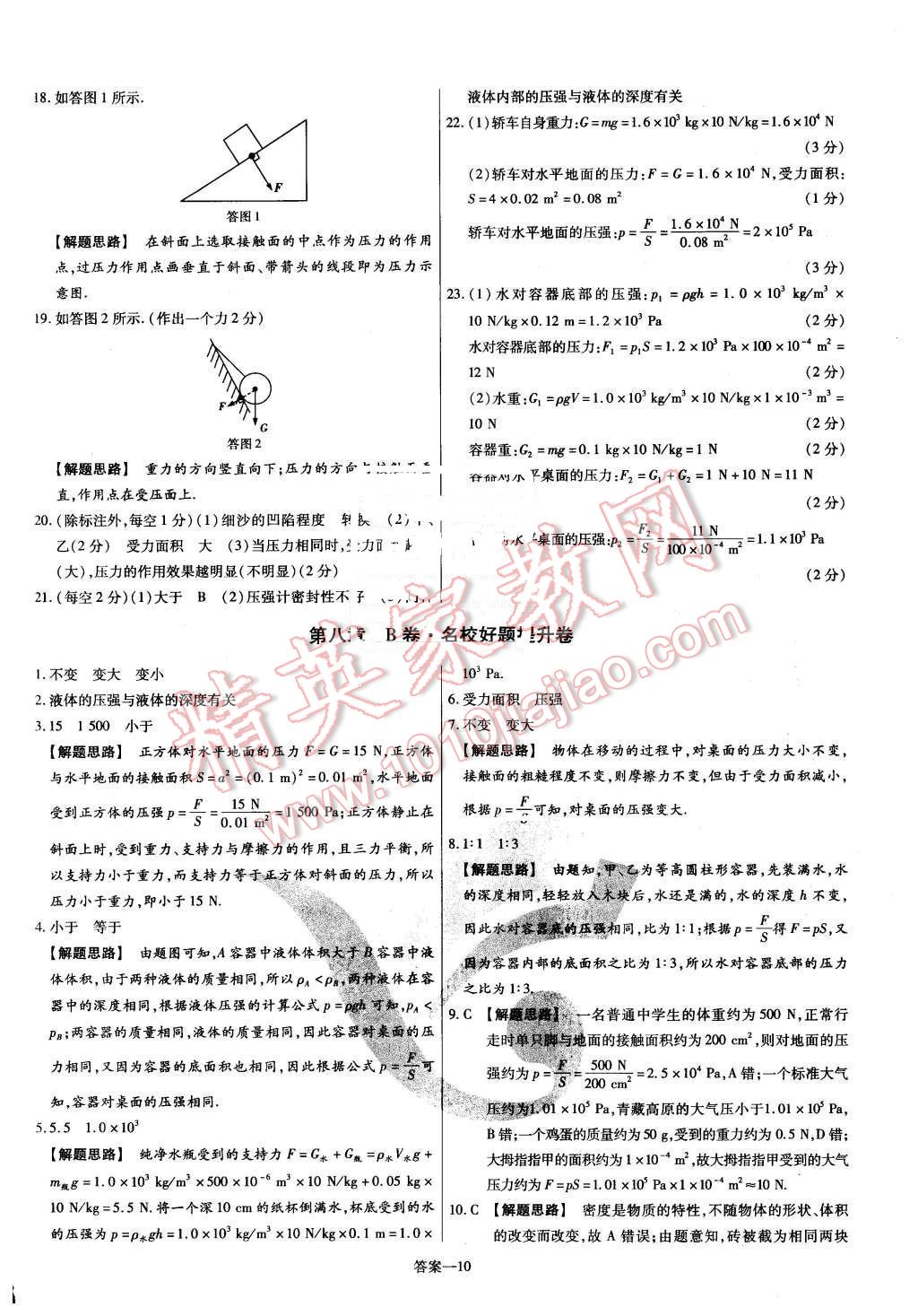 2016年金考卷活頁題選八年級物理下冊滬粵版 第10頁