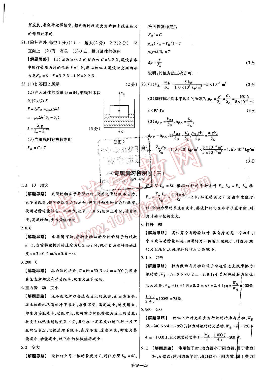 2016年金考卷活頁(yè)題選名師名題單元雙測(cè)卷八年級(jí)物理下冊(cè)人教版 第23頁(yè)