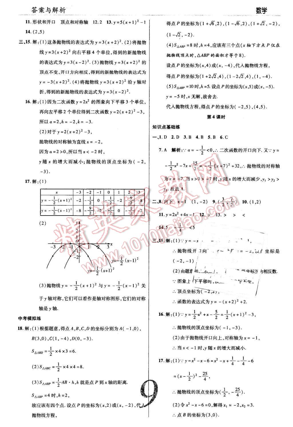 2016年一線調(diào)研學(xué)業(yè)測評九年級數(shù)學(xué)下冊北師大版 第9頁