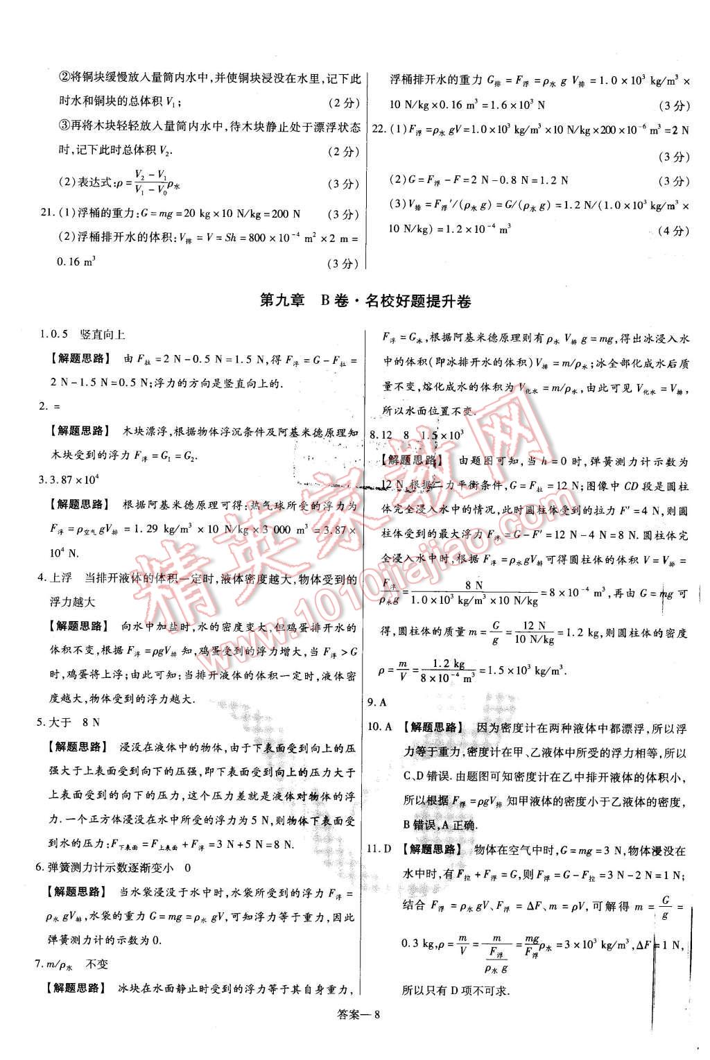 2016年金考卷活頁題選八年級(jí)物理下冊(cè)滬科版 第8頁