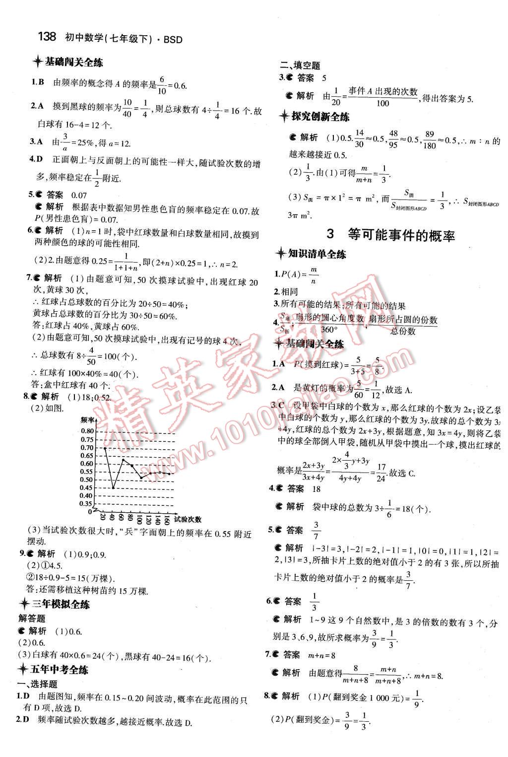 2016年5年中考3年模擬初中數(shù)學(xué)七年級下冊北師大版 第28頁