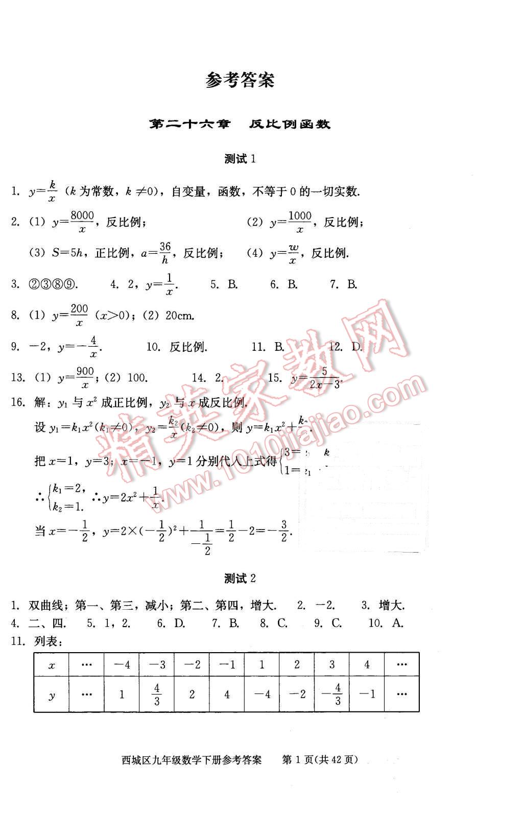 2016年學(xué)習(xí)探究診斷九年級(jí)數(shù)學(xué)下冊人教版 第1頁