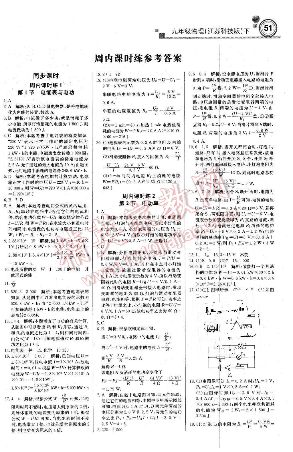 2016年輕巧奪冠周測月考直通中考九年級(jí)物理下冊(cè)蘇科版 第1頁