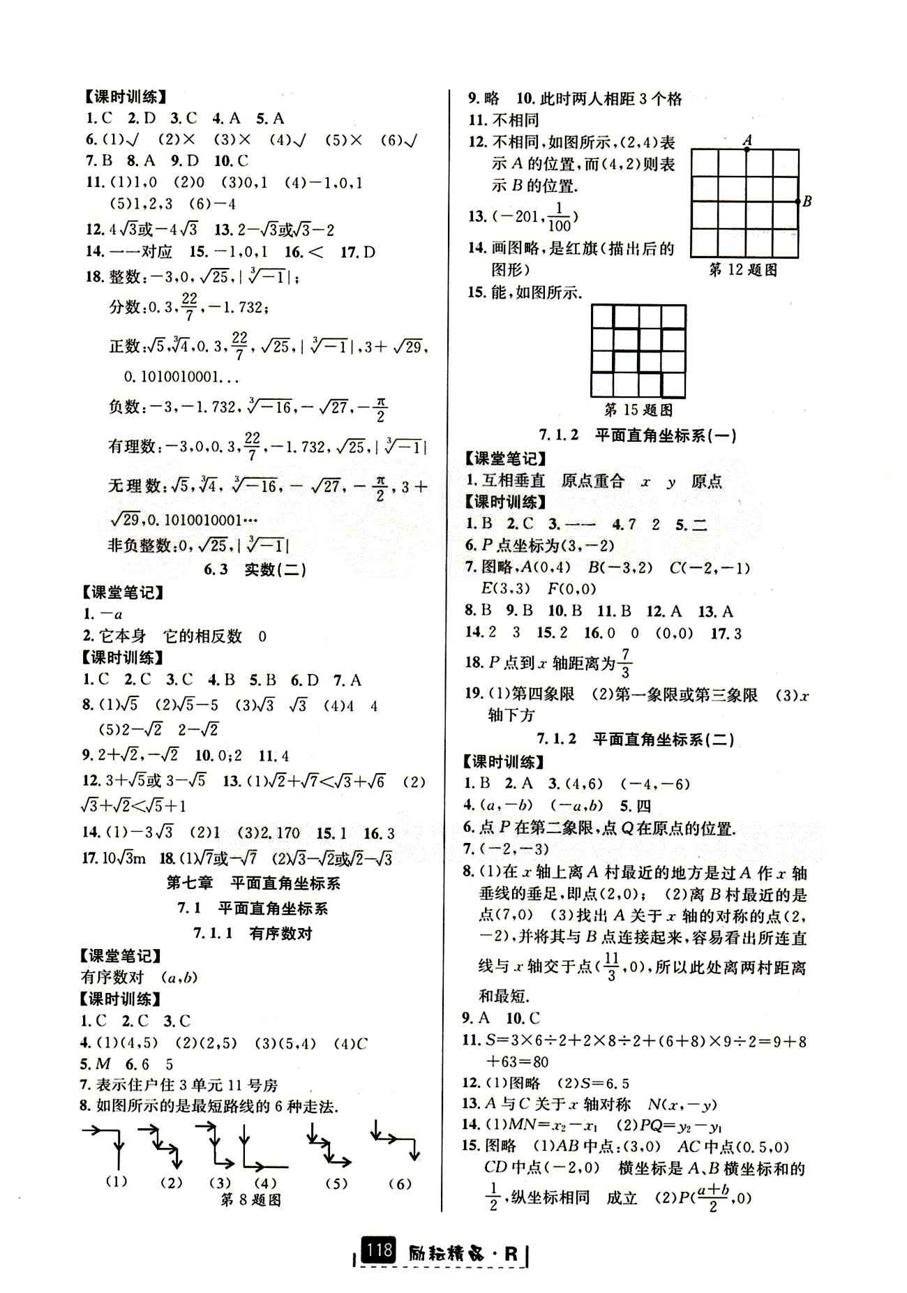 2015勵耘書業(yè) 勵耘新同步七年級下數(shù)學延邊人民出版社 第七章　平面直角坐標系 [1]