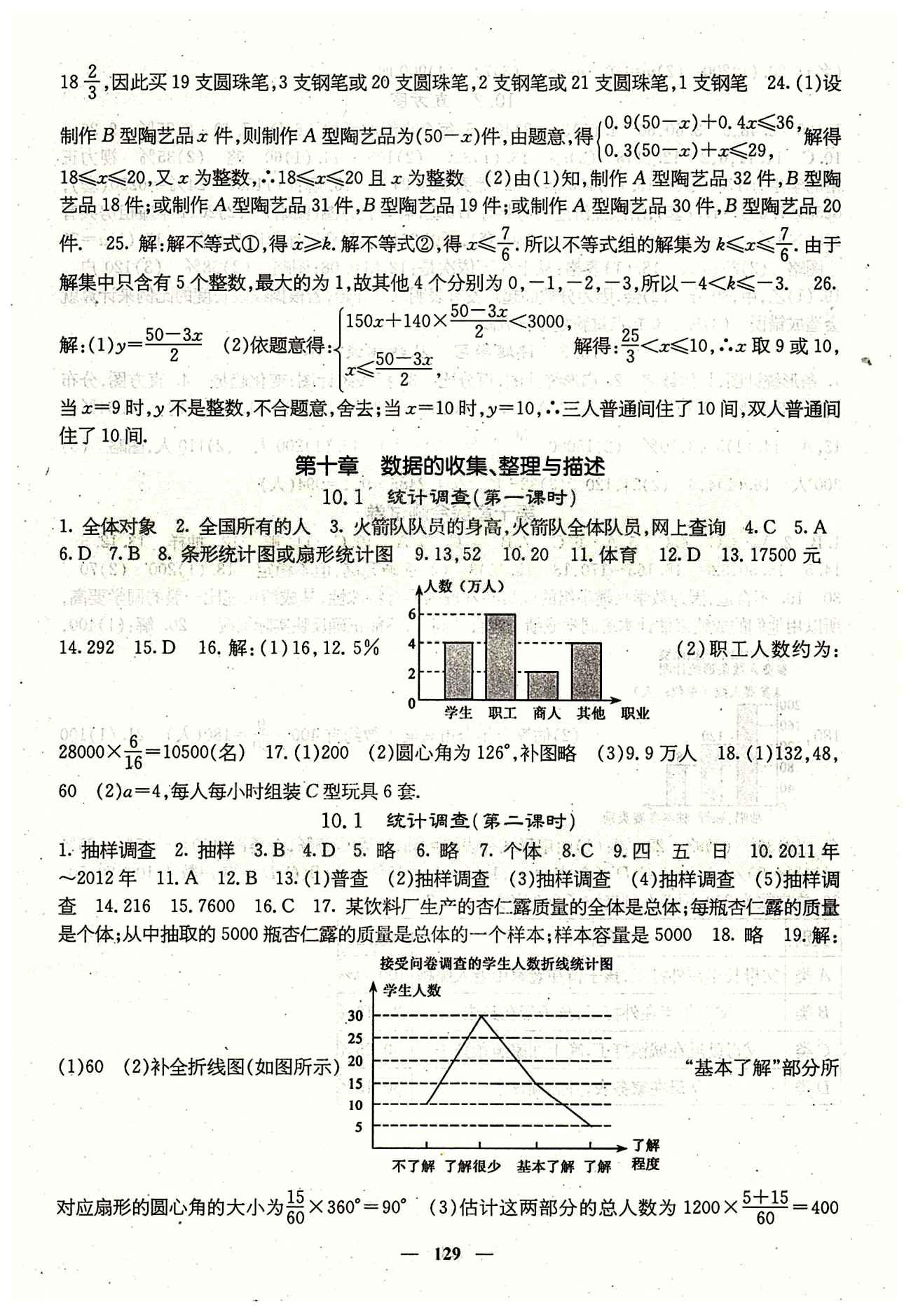 課堂點(diǎn)睛 7年級下數(shù)學(xué) 人教版七年級同步訓(xùn)練含試卷及·答案七年級下希望出版社 第十章　數(shù)據(jù)的收集、整理與描述 [1]