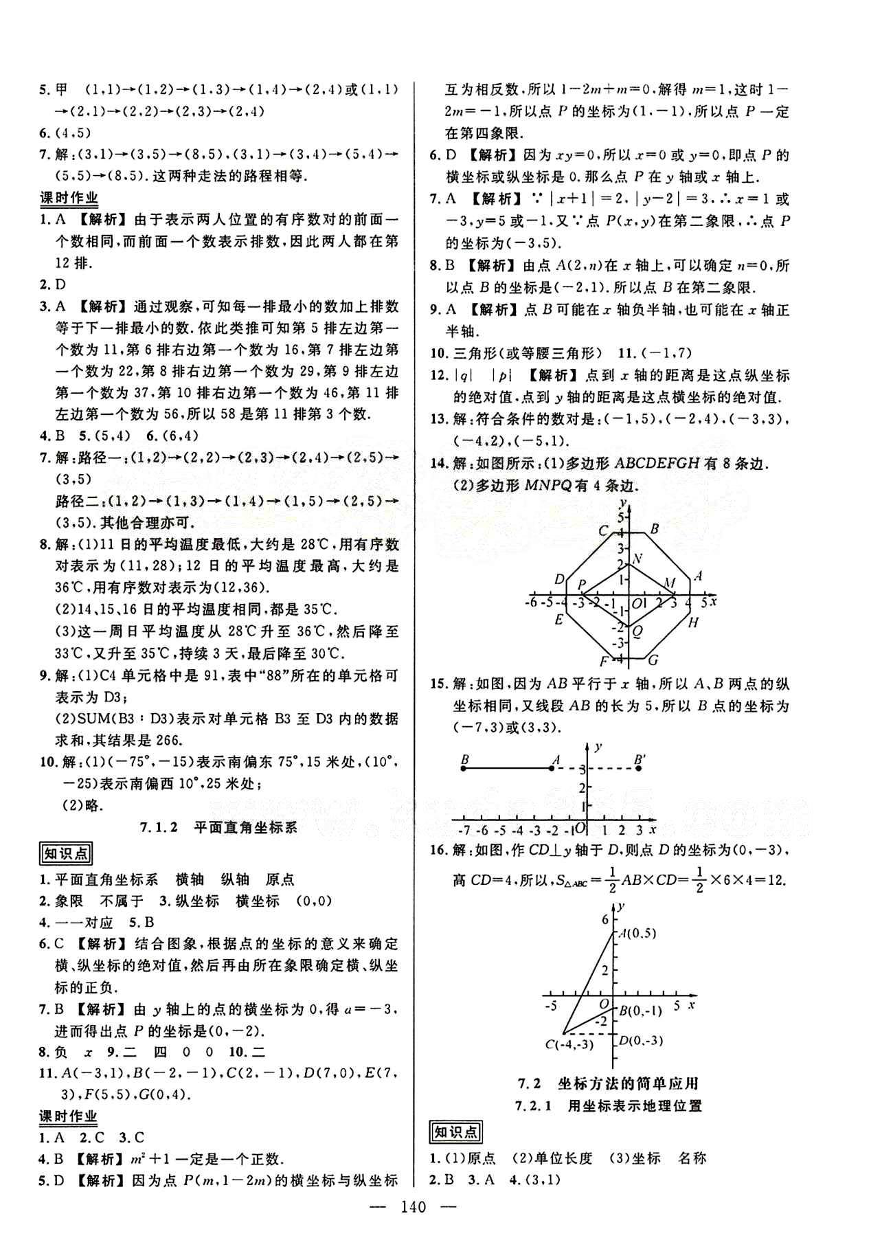 2015創(chuàng)優(yōu)作業(yè) 導(dǎo)學(xué)練七年級下數(shù)學(xué)新疆人民出版社 第七章　平面直角坐標系 [2]