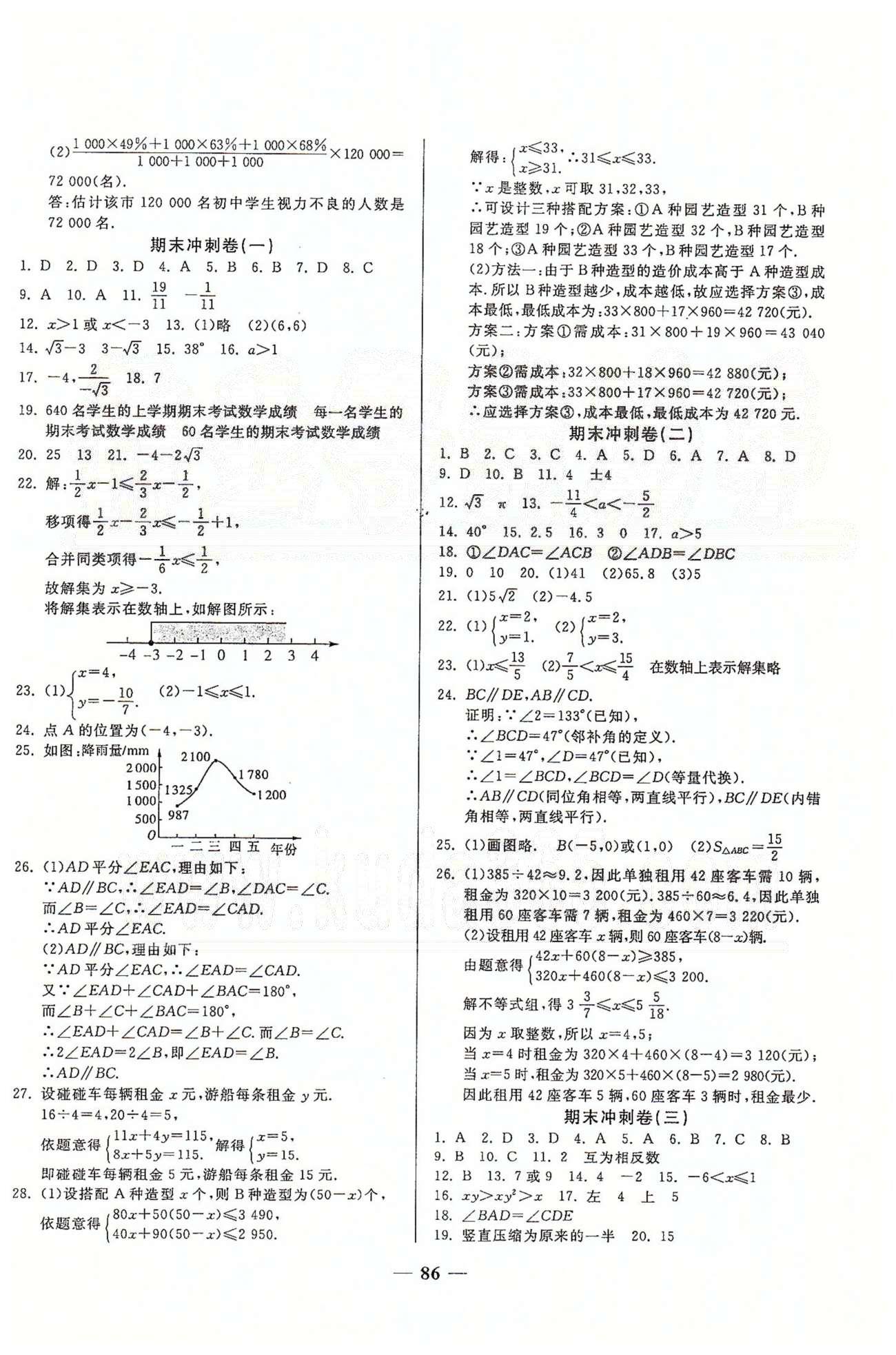 夺冠金卷七年级下数学西安出版社 专项训练、期末冲刺卷、期末测评卷 [2]