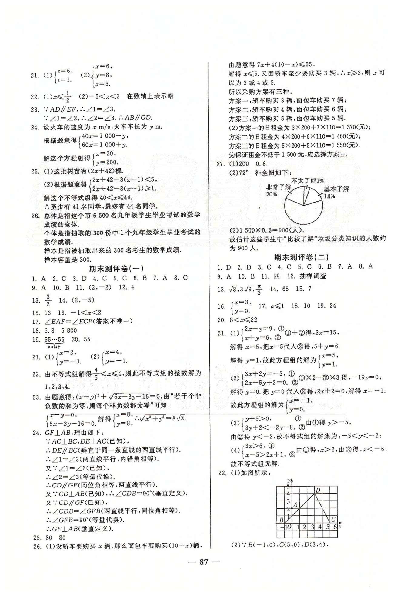 夺冠金卷七年级下数学西安出版社 专项训练、期末冲刺卷、期末测评卷 [3]