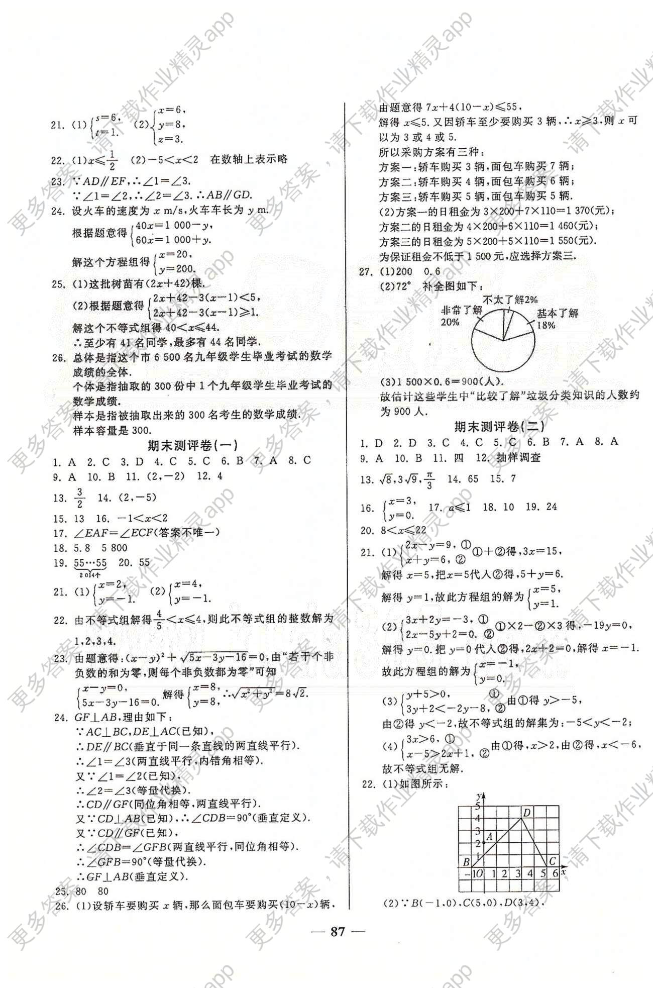 夺冠金卷七年级下数学西安出版社答案