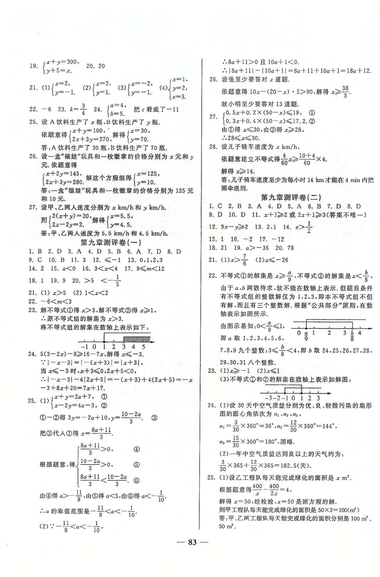 夺冠金卷七年级下数学西安出版社 第五章-第十章、月考、期中测评卷 [3]